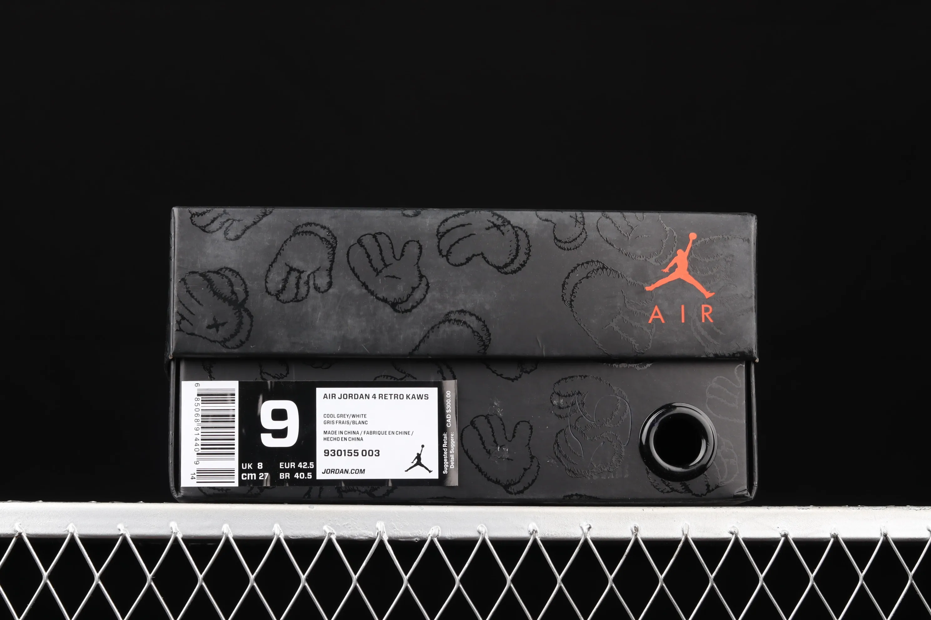 All categories Air Jordan Jordan series basketball shoes Air Jordan 4 G version Kaws x Air Jordan 4 Black AJ4 Luminous suede gray limited edition 930155-003